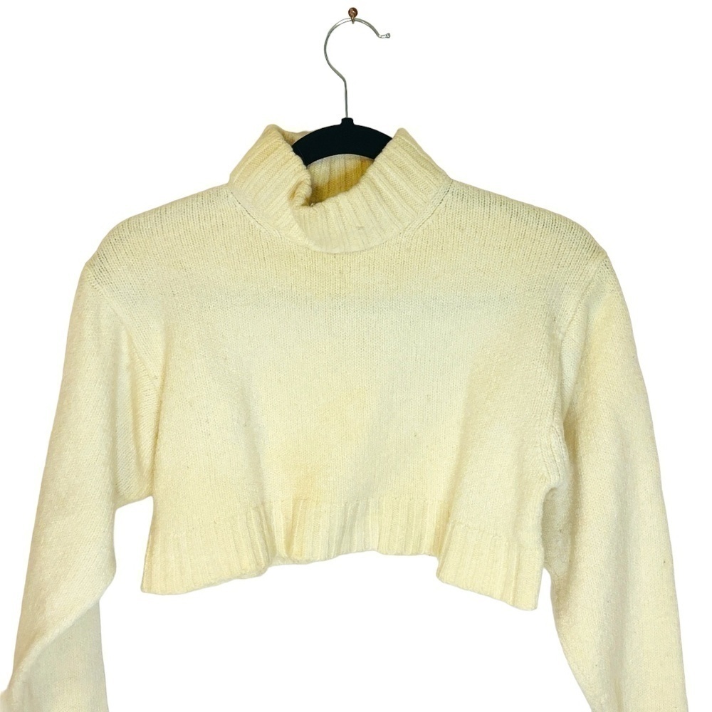 ARITZIA Wilfred Cream Cropped Sweater Merino Wool Size Small - Picture 2 of 9